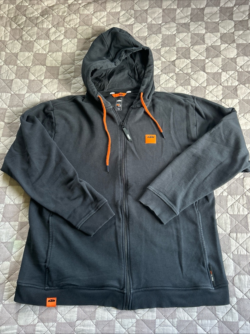 KTM Men’s Black Zip-Up Hoodie with Orange Accents